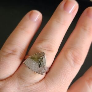 Green Tourmaline In Quartz Sterling Ring